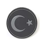 Yuvarlak Türk Bayrağı Siyah Taktik Askeri Peç - Patch Siyah