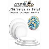 Yuvarlak Tuval 20X20 30X30 40X40 3 Adet Arkadan Zımbalı Astarlı Resim Tuvali Daire Tuval Akrilik Boya Yağlı Boya