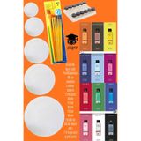 yuvarlak tuval seti%100 pamuk 285 gr arkadan zımbalı astarlı 2 cm şase 12x140 ml akrilik boya seti
