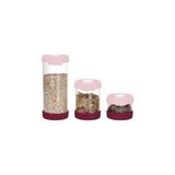 Yuvarlak Vakumlu Cam Saklama Kabı Seti, 3'lü Set (450 ML+840 ML+1500 Ml), Pembe - 0 Siyah - Option-1