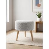 Yuvarlak Welsoft Tüylü Puf Koltuk - 40 cm Naturel Ahşap Ayaklı Makyaj ve Ayak Uzatma Pufu - Aç� - Genel - Renkli