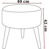 Yuvarlak Welsoft Tüylü Puf Koltuk - 40 cm Naturel Ahşap Ayaklı Makyaj ve Ayak Uzatma Pufu - Cappuccino Bej - Standart - Renkli