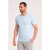 Yuvarlak Yaka Normal Fit Erkek Mavi Tişört, %100 Pamuk Basic Erkek Tshirt