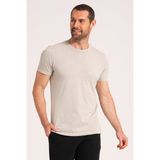 Yuvarlak Yaka Normal Fit Erkek Sand Tişört, %100 Pamuk Basic Erkek Tshirt - XL - Bej