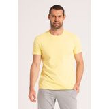 Yuvarlak Yaka Normal Fit Erkek Sarı Tişört, %100 Pamuk Basic Erkek Tshirt - XL
