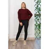 Yuvarlak Yaka Yumoş Triko Kazak 258181 - Bordo - Standart