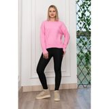 Yuvarlak Yaka Yumoş Triko Kazak 258181 - Pembe - Standart