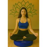 Yuvarlak Yoga & Meditasyon Minderi Lotus Çiçeği Baskılı %100 Duck Kumaş Kalıp Sünger - Saks Mavi