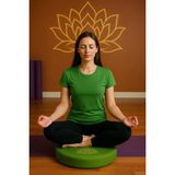 Yuvarlak Yoga & Meditasyon Minderi Lotus Çiçeği Baskılı %100 Duck Kumaş Kalıp Sünger - Yeşil