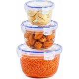 YUVARLAK%100 Sızdırmaz Iç Içe Geçebilen Saklama Kabı Seti Contalı Kapak Su ve Hava Sızdırmaz Kapaklı Saklama Takımı Yemek, Çorba, Meyve Kuruyemiş Bakliyat Kapları (3'lü Set (625-1200-2100 Ml)) - 0,33 - 00-Siyah - Beyaz