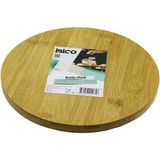 Yuvarlak=24.5cm Ayaklı= 4cm Düz Yüzey Ahşap Bambu Sunum Tepsisi - Mini Sofra (4887) Midastech