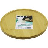 Yuvarlak=24.5cm Ayaklı=4cm Kenarlı Yüzey Ahşap Bambu Sunum Tepsisi - Mini Sofra (4490)
