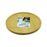 Yuvarlak=24.5Cm Ayaklı=4Cm Kenarlı Yüzey Ahşap Bambu Sunum Tepsisi - Mini Sofra Go53/01586