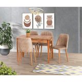 Yuvaset Home Uyar Antik Çam 4 Adet Havuz Mutfak Sandalye 110+30 Kelebek Açılabilir Masa Takımı - Kahverengi