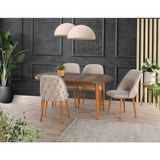 Yuvaset Home Uyar Barok Ceviz 4 Adet Elit Sandalye 90*160+30 Kelebek Açılabilir Masa Takımı