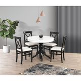 Yuvaset Home Uyar Beyaz 4 Adet Alaçatı Sandalye 100*100+30 Fiskos Açılır Lake Masa Takımı