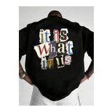 YUVEST T-shirt - WHAT IT IS Baskılı Oversize Bisiklet Yaka Kısa Kol Beyaz Tişört