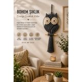 Yuvika El Yapımı Makrome Baykuş Duvar Süsü Dekoratif Bohem Ev Balkon Salon Oda Duvar Dekoru 36-46-56 cm