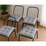 Yuvina 4'lü Sandalye Minderi 40X40 cm – Dolgulu, Yıkanabilir- TELASIZ- KIRPINTI SÜNGER - 40 x 40 cm - Gri