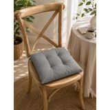 Yuvina 6'lı Sandalye Minderi 40X40 cm – Yumuşak Dolgulu, Yıkanabilir, Bağcıklı, Mutfak, Balkon, Bahçe ve Yemek Odası Için Telasız - kırpıntı sünger - 40 x 40 cm - Gri