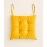 Yuvina 6'lı Sandalye Minderi 40X40 cm – Yumuşak Dolgulu, Yıkanabilir, Bağcıklı, Mutfak, Balkon, Bahçe ve Yemek Odası Için Telasız - kırpıntı sünger - 40 x 40 cm - Sarı