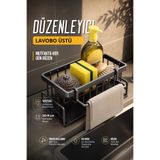 Yuvora Mutfak Evye Üstü Tezgah Organizer Paslanmaz Metal Süngerlik Sabunluk Bez Askılı Tepsili Düzenleyici