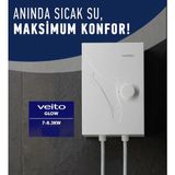 Yuwa Veito Glow 7-8.3kw Ani Su Isıtıcısı - A Sınıfı Enerji Tasarruflu, Hassas Sıcaklık Kontrollü Şofben Elektirikli Şofben (Montaj Dahil Değildir.)