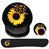 Yuxcfhjfe Ergonomik Mouse Pad Bilek Desteği Jel ve Klavye Bilek Desteği Seti, Dizüstü Bilgisayar, Mac, Oyun ve Ofis için, Dayanıklı, Rahat ve Ağrı Giderici + Bardak Altlığı, Ayçiçeği ve Kelebekler Çiçek Açan