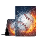 Yuxcfhjfe iPad 9. / 8. / 7. Nesil (2021/2020/2019) 10,2 inç/iPad Air 10,5 inç 2019 / iPad Pro 10,5 inç, Deri Akıllı Kılıf Otomatik Uyandırma/Uyku, Ateş ve Buz Beyzbol