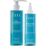 Yüz Bakım Seti - Seramid Etkili Yüz Temizleme Jeli 200 ml & Mayıs Papatyası Özlü Yüz Toniği 200 Ml, Hyaluronik Asit, Panthenol, Aha & Niasinamid Içeren Günlük Cilt Bakım Seti