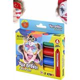 Yüz Boyası 4 Renk 1 Paket Face Paint Çevirmeli Yüz Kalemi Kolay Temizlenen Canlı Renkler - Çok Renkli - Standart
