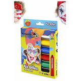 Yüz Boyası 6 Renk 1 Paket Face Paint Çevirmeli Yüz Kalemi Kolay Temizlenen Canlı Renkler