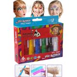 Yüz Boyası 6 Renk 1 Paket Fixpoint Face Paint Çevirmeli Yüz Boyası Canlı Renkler Sağlığa Zararsız Kreş Okul Öncesi Çok Renkli