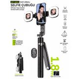 Yüz Takip Özellikli Gimbal Tripod Şarjlı Çift Led Işık Ayna Kumanda Uzun 1.8m Selfie Çubuğu Telefon Tutucu