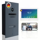 Yüz Tanıma Özelliğine Sahip Mathfel 2 Kablolu Görüntülü Kapı İnterkom Sistemi - Wlan Monitör, 2Mp Hd Kamera, 170° Geniş Açı, 1 Aileli Ev İçin Kameralı Kapı Zili Ve Kapı Açıcı (Antrasit, 1 X 10 İnç)