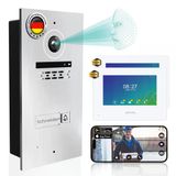 Yüz Tanıma Özelliğine Sahip Mathfel 2 Kablolu Görüntülü Kapı İnterkom Sistemi - Wlan Monitör, 2Mp Hd Kamera, 170° Geniş Açı, 1 Aileli Ev İçin Kameralı Kapı Zili Ve Kapı Açıcı (Gümüş, 2 X 7 İnç)