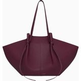 Yuzefi Small Mochi Bordo, Grained Deri Lüks Tote ve Ayarlanabilir Omuz Çantası
