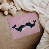 Yüzen Balinalar Pembe Çocuk Odası Duvar Posteri Çerçeveli Tablo Duvar Dekorasyonu - 21 x 30 - Çerçevesiz Poster