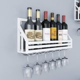Yüzen Şarap Rafı Duvar Dekorasyonu Şarap Şişesi Cam Tutucu, Ev Mutfak Yemek Odası için Gözlük Tutuculu Duvara Monte Şarap Rafı (Renk: Siyah, Boyut: 60x13x25cm) (Beyaz 80x13x25cm)