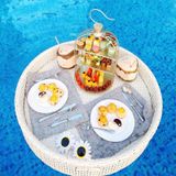 Yüzer Tepsi Yüzer Tepsi Masa ve Bar, Havuz Tabağı Yüzen Meyve Tabağı Havuz Servisi için Dayanıklı Float Lounge İçecekler Suda Brunch Yiyecekleri