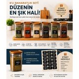yuzi home 6’lı 350 Ml Bambu Görünümlü Baharatlık Seti Etiket Hediyeli Sızdırmaz Kapaklı