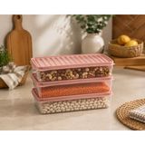 Yuzi Home Yuzi 3’lü Saklama Kabı Seti 1 Litre Derin Dondurucu ve Bulaşık Makinesi Uyumlu - Pembe