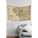 Yüzüklerin Efendisi Orta Dünya Haritası Desenli Duvar Örtüsü Duvar Halısı Tapestry Süetimsi Dokulu%100 Polyester Kumaş