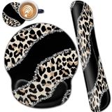 YVBHCGGGF Ergonomik Mouse Pad Bilek Desteği ve Bellek Köpüğü Klavye Bilek Dinlenme Seti, Oyun Bilgisayarı Ofis Dizüstü Bilgisayar için Kolay Yazma Kablosuz Mouse Mat, Jel Oyun Funy Leopar Desenli Siyah Ofis