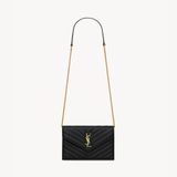 Yves Saint Laurent Envelope 857605-AAA44-1000 Zincir Askılı Kadın Cüzdan Çanta Siyah