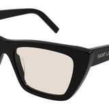 Yves Saint Laurent Saint Laurent Sl 276 Mica Siyah/Açık Sarı 53/16/145 Kadın Güneş Gözlüğü, Parlak Siyah, 53
