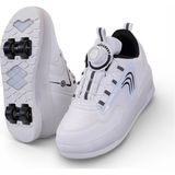 YVZ Patenli Işıklı Spor Ayakkabısı & Tekerlekli Sneakers Paten Ayakkabı Ortopedik Modeli Silikon Teker - Beyaz - 34