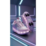 YVZ Patenli Işıklı Spor Ayakkabısı & Tekerlekli Sneakers Paten Ayakkabı Ortopedik Modeli Silikon Teker - Mor - 34