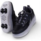 YVZ Patenli Işıklı Spor Ayakkabısı & Tekerlekli Sneakers Paten Ayakkabı Ortopedik Modeli Silikon Teker - Siyah - 30