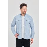 YXC Slim Fit Erkek Kot Gömlek A.Mavi 5XL BEDEN 110-115 KİLO